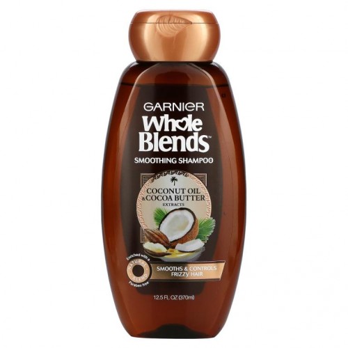 Garnier, 홀 블렌즈, 코코넛 오일 & 코코아 버터 스무딩 샴푸, 12.5fl oz(370ml)
