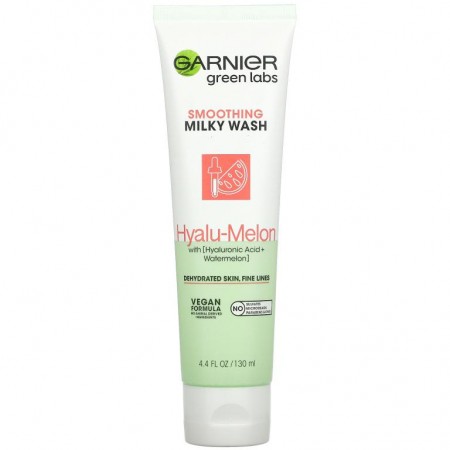 Garnier, Green Labs, Smoothing Milky Wash, Hyalu-Melon, 4.4 fl oz (130 ml)