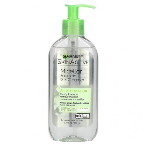 Garnier, SkinActive, 미셀라 포밍 클렌저, 씻어내는 올인원 타입, 복합성 및 지성 피부용, 6.7fl oz(200ml)
