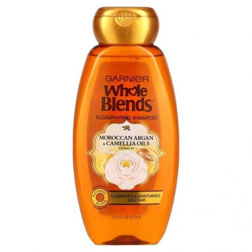 Garnier, Whole Blends, 일루미네이팅 샴푸, 모로칸 아르간 & 카멜리아 오일 추출물, 12.5fl oz(370ml)