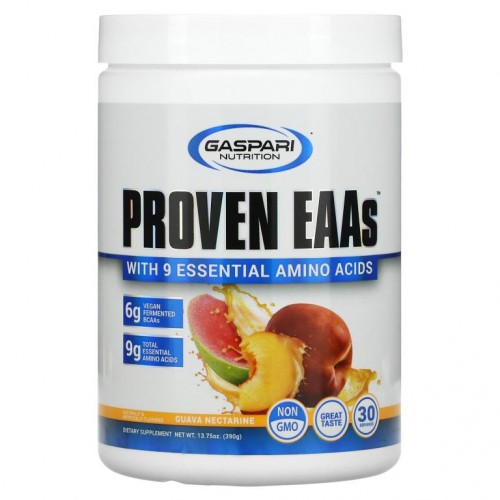 Gaspari Nutrition, 9가지 필수 아미노산이 포함된 Proven EAAs™, 구아바 천도복숭아, 390g(13.75g)
