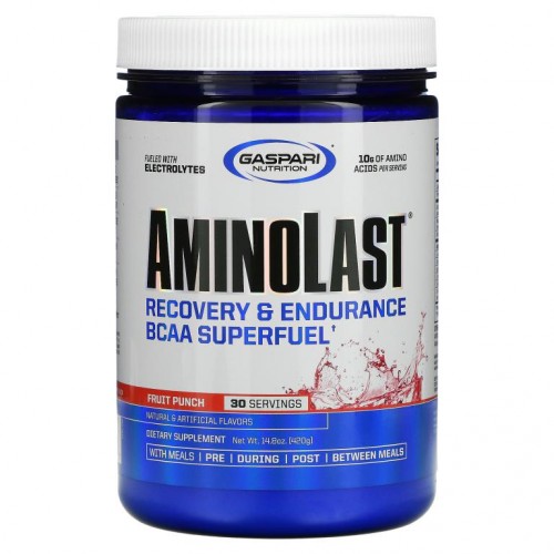 Gaspari Nutrition, Aminolast, 회복 및 지구력 BCAA 증강제, 과일 펀치, 14.8 oz (420 g)