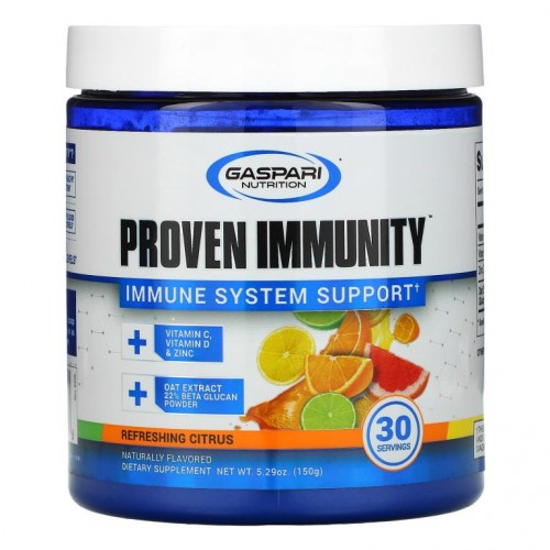 Gaspari Nutrition, Proven Immunity, 면역계 지원, 리프레싱 시트러스 맛, 150g(5.29oz)