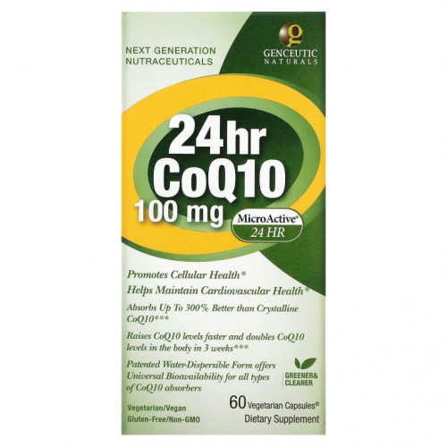 Genceutic Naturals, 24시간 CoQ10, 100mg, 베지 캡슐 60정