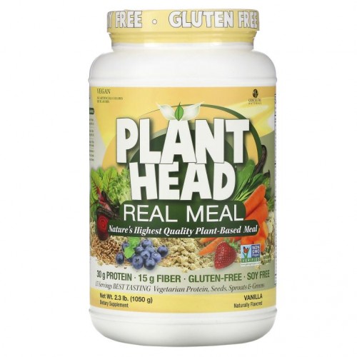 Genceutic Naturals, Plant Head, 리얼 밀, 바닐라, 1,050g(2.3lb)