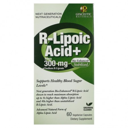 Genceutic Naturals, r-리포산+, 300mg, 베지 캡슐 60정