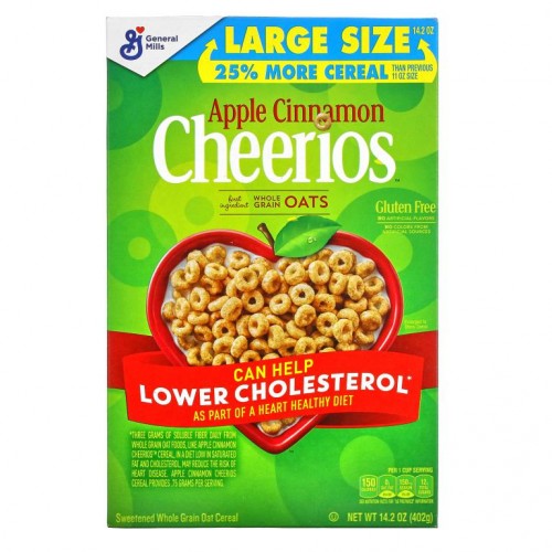 General Mills, Apple Cinnamon Cheerios, Gluten Free, 14.2 oz (402 g)