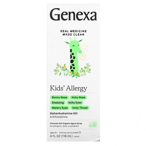 Genexa, 어린이용 알레르기 완화, 6세 이상, 유기농 아가베 시럽, 118ml(4fl oz)