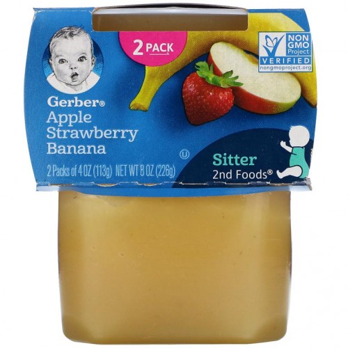 Gerber, 사과, 딸기, 바나나, 2팩, 각 113g(4oz)