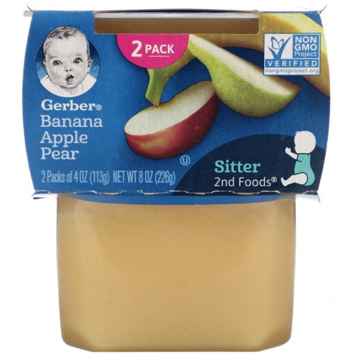 Gerber, 바나나, 사과, 배, 2팩, 각 113g(4oz)