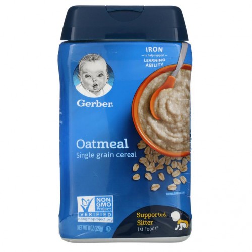 Gerber, 오트밀, 단일 곡물 시리얼, 227g(8oz)