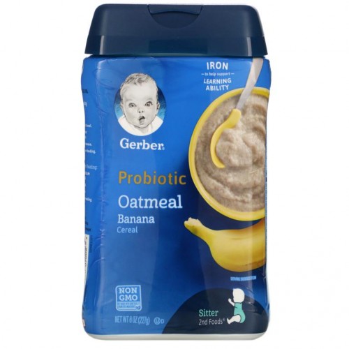 Gerber, 프로바이오틱 오트밀 시리얼, 바나나, 227g(8oz)