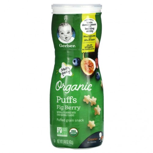 Gerber, 유기농 퍼프, 무화과 열매, 42g(1.48oz)