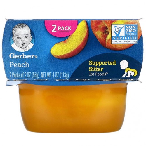 Gerber, 복숭아, 2팩, 각 56g(2oz)