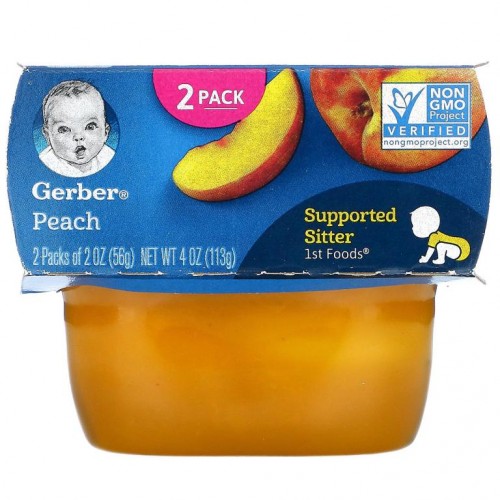 Gerber, 복숭아, 2팩, 각 56g(2oz)