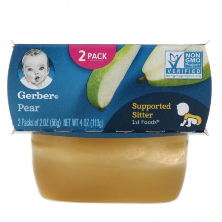 Gerber, 배, 2팩, 각 56g(2oz)