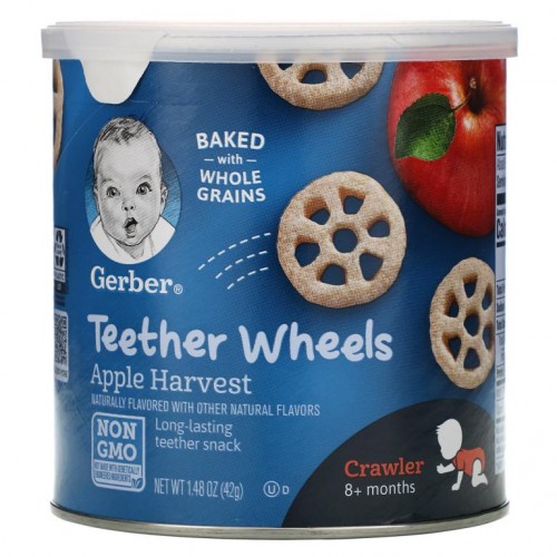 Gerber, 티더 휠스, 8개월 이상, 애플 하베스트, 42g(1.48oz)
