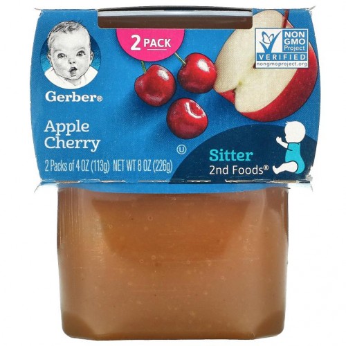 Gerber, Apple Cherry, Sitter, 2 Pack, 4 oz (113 g) Each