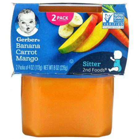 Gerber, Banana Carrot Mango, Sitter, 2 Pack, 4 oz (113 g) Each