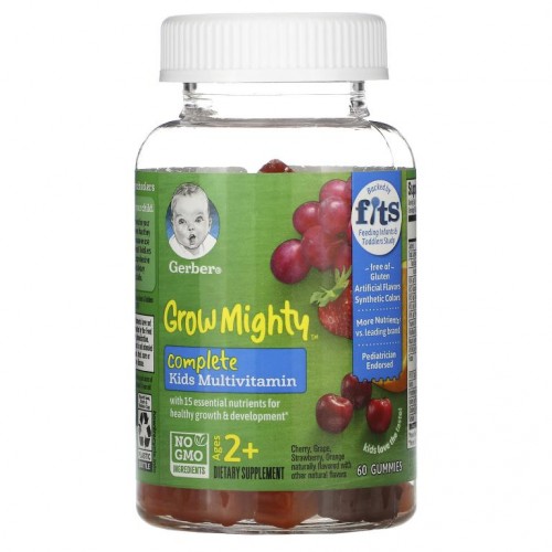 Gerber, Grow Mighty, 컴플리트 어린이용 종합 비타민, 만 2세 이상, 구미젤리 60개