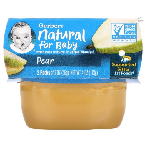 Gerber, Natural for Baby, Pear, 1st Foods, 8-2 Packs, 2 oz (56 g) Each