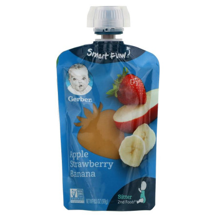Gerber, Smart Flow, 사과, 딸기, 바나나, 99g(3.5oz)