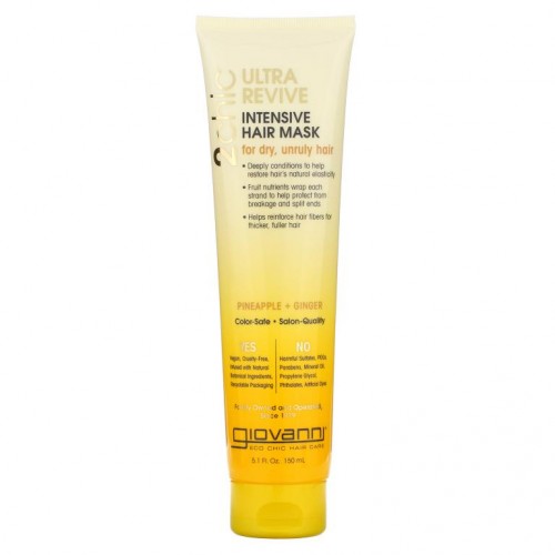 Giovanni, 2chic, 울트라-리바이브 인텐시브 헤어 마스크, 파인애플 + 생강, 150ml(5.1fl oz)