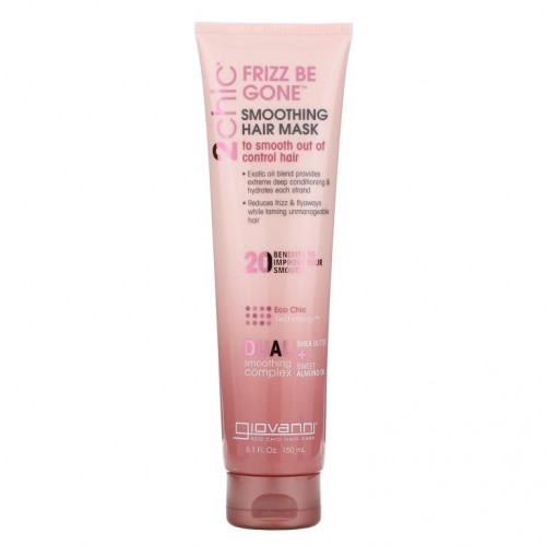 Giovanni, 2chic, Frizz Be Gone, 스무딩 헤어 마스크, 관리가 어려운 모발을 부드럽게 개선, 시어버터 + 스위트아몬드오일, 150ml(5.1fl oz)