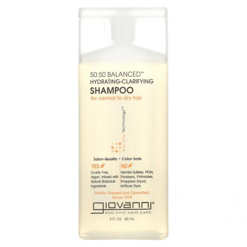 Giovanni, 50:50 Balanced, 하이드레이팅-클래리파잉 샴푸, 중성 및 건성 모발용, 60ml(2fl oz)