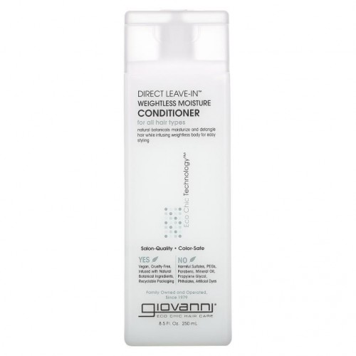 Giovanni, Direct Leave-In 웨이트레스 모이스처 컨디셔너, 모든 모발용, 250ml(8.5fl oz)