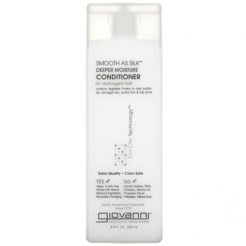 Giovanni, Smooth As Silk, 디퍼 모이스처 컨디셔너, 손상 모발용, 250ml(8.5fl oz)