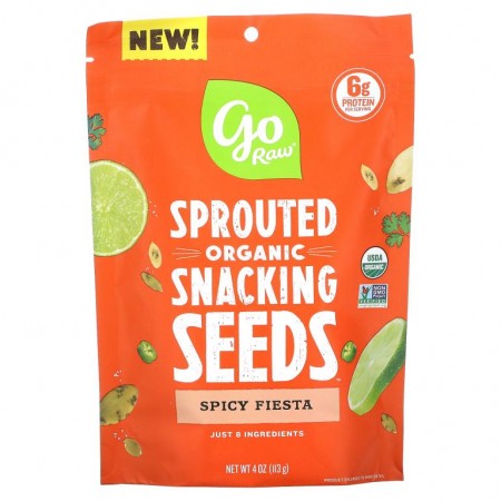 Go Raw, 유기농, 발아 스낵 씨앗, 스파이시 피에스타, 113g(4oz)