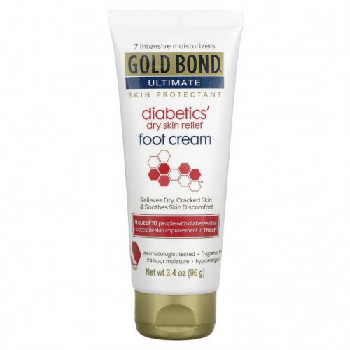 Gold Bond, 얼티밋, 당뇨병 환자용 건성 피부 완화 풋크림, 향료 무함유, 96g(3.4oz)