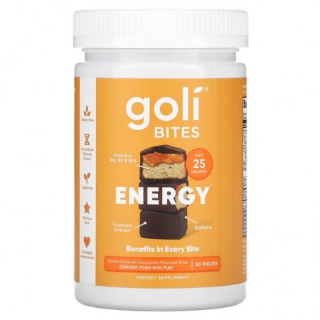 Goli Nutrition, 에너지 바이츠, 솔티드 캐러멜 초콜릿, 30개