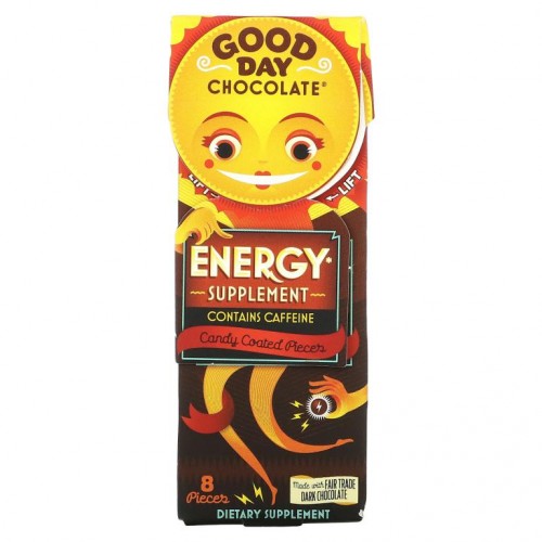 Good Day Chocolate, 에너지 보충제, 설탕 코팅 초콜릿 8개