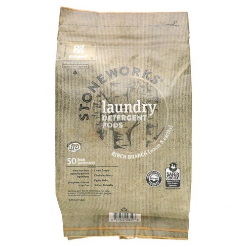 Grab Green, 스톤워크, 세탁 세제 포드, 버치 브랜치, 50회 분량, 1.65 lbs (750 g)