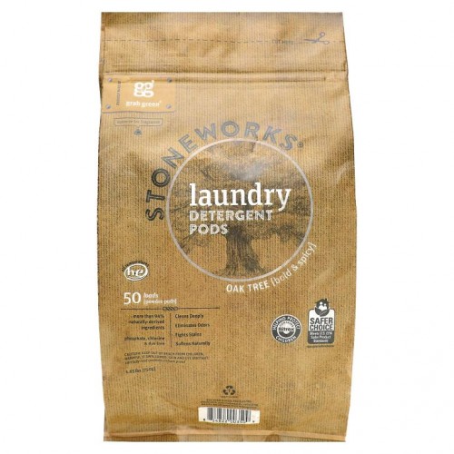 Grab Green, 스톤워크, 세탁 세제 포드, 오크 트리, 50회 분량, 1.65 lbs (750 g)