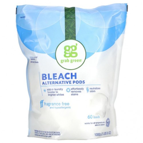 Grab Green, 표백제 대체 포드, 무향, 60 개입, 2 파운드 4 온스 (1080 g)