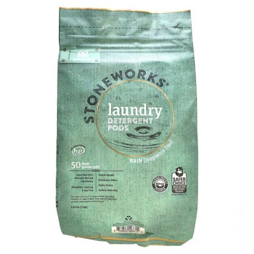 Grab Green, Stoneworks, 세탁 세제 포드, 무향, 레인, 50회분, 750g(1.65lbs)