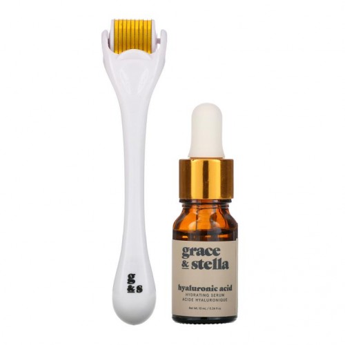 Grace & Stella, 마이크로니들 더마 롤러 + 히알루론산, 롤러 1개/10ml