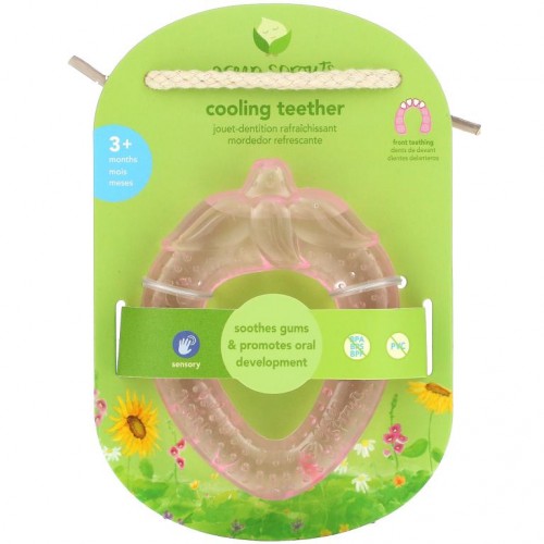 Green Sprouts, Cooling Teether, 3+ Months, Strawberry, 1 Teether