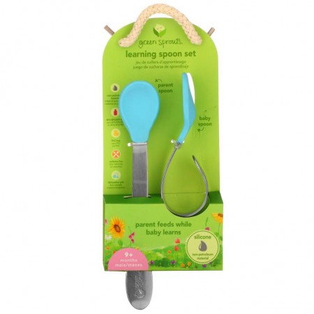 Green Sprouts, Learning Spoon Set, 9+ Months, Aqua, 1 Set