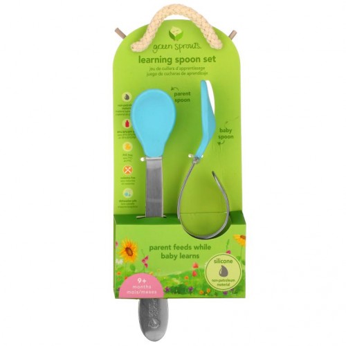 Green Sprouts, Learning Spoon Set, 9+ Months, Aqua, 1 Set