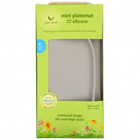 Green Sprouts, Mini Platemat, 6+ Months, Gray, 1 Mat
