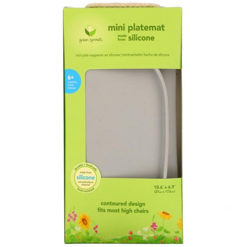 Green Sprouts, Mini Platemat, 6+ Months, Gray, 1 Mat