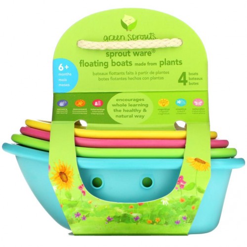 Green Sprouts, Sprout Ware Floating Boats, 6+ Months, Multicolor, 4 Count