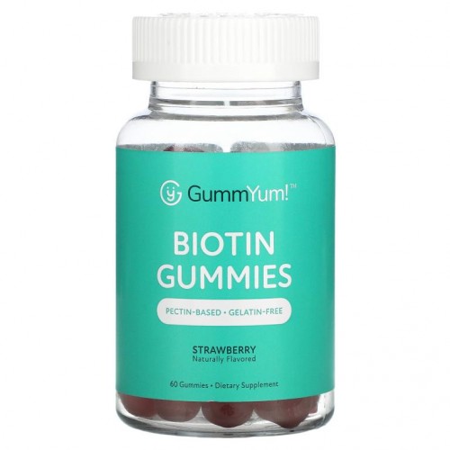 GummYum!, 바이오틴 구미, 천연 딸기맛, 2,500mcg, 구미젤리 60개