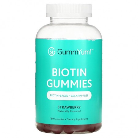 GummYum!, Biotin Gummies, Strawberry, 2,500 mcg, 180 Gummies