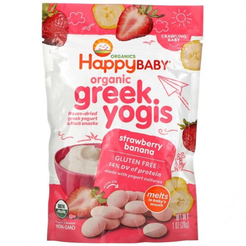 Happy Family Organics, 유기농 그릭 요기스, 딸기 바나나, 28g(1oz)
