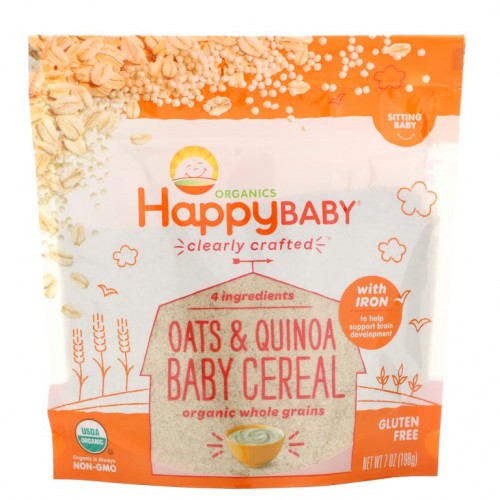 Happy Family Organics, Clearly Crafted, 오트 & 퀴노아 베이비 시리얼, 198g(7oz)
